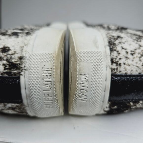 P448 Cow Print Star High-Top Side Zip Softy Glitter Sneaker Size 37 - Picture 14 of 16